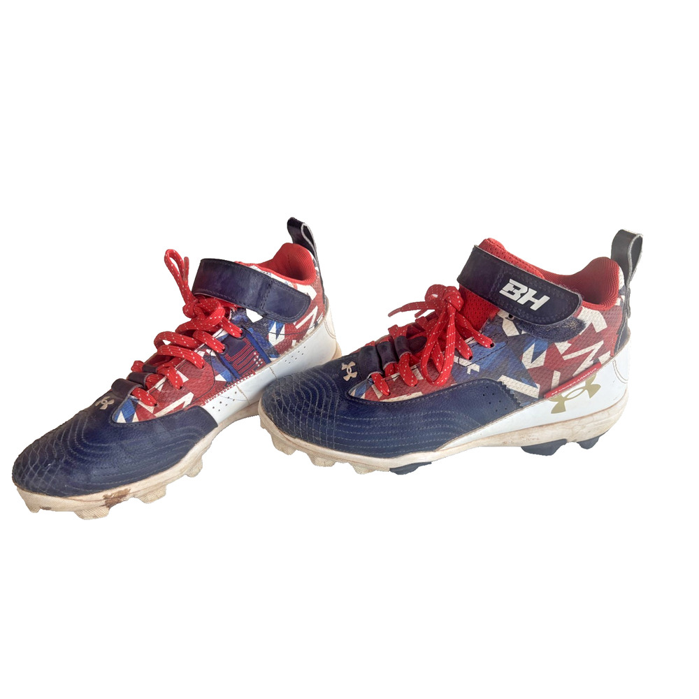 Youth Size 6Y-Under Armour-Harper Mid USA-Baseball Cleats-Strap-3025599-400